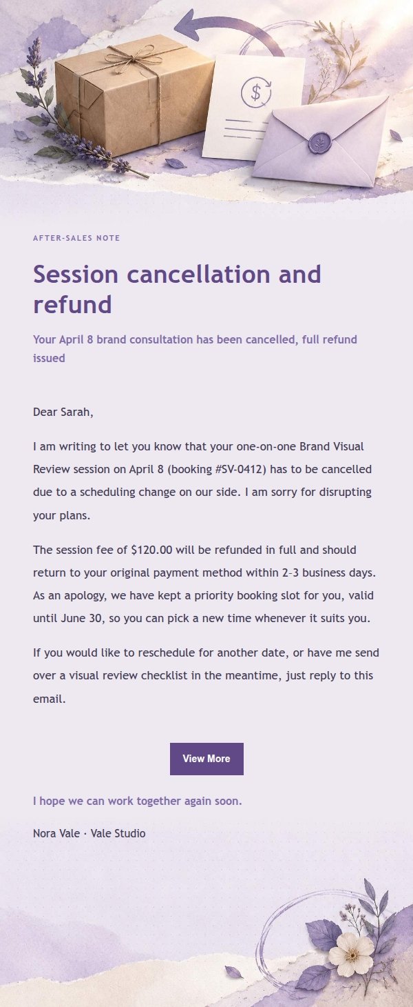 Lilac Paper Refund Notice Email 2