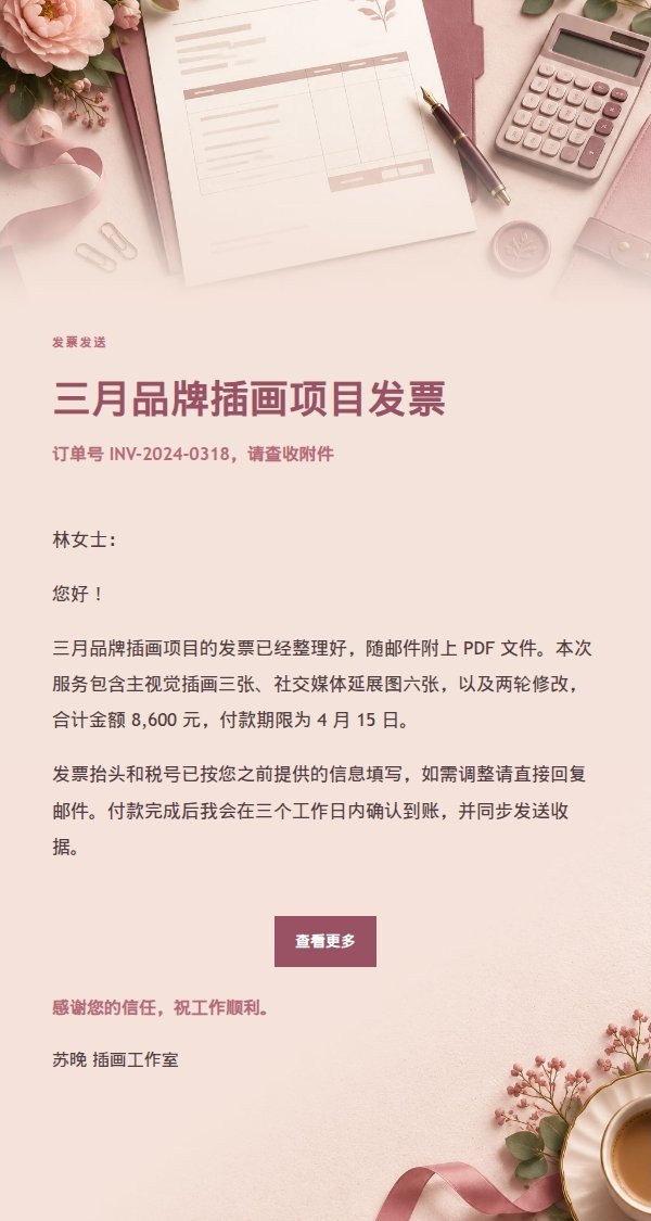 玫瑰收据风发票发送邮件