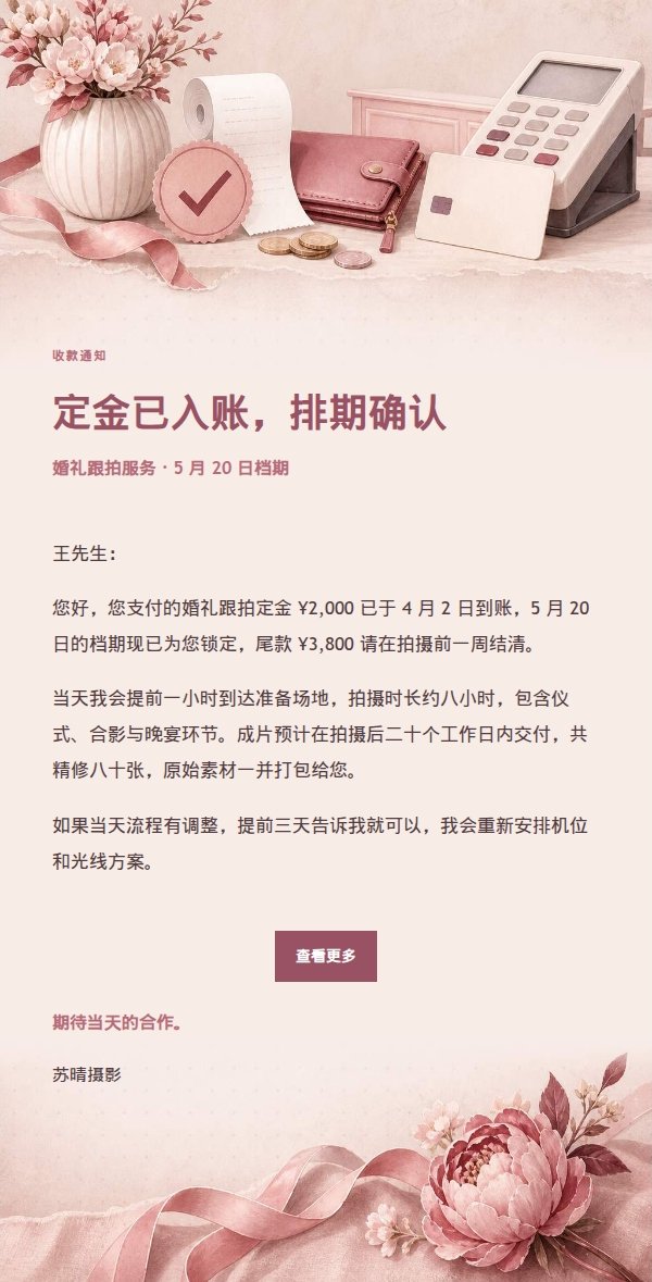 玫瑰收据付款确认邮件 2