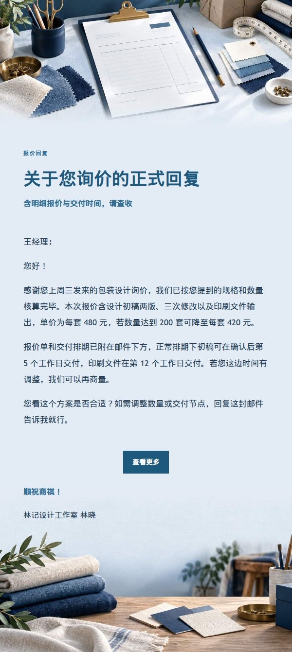 深蓝账本报价询盘回复邮件