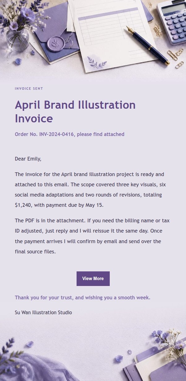 Lilac Paper Invoice Email