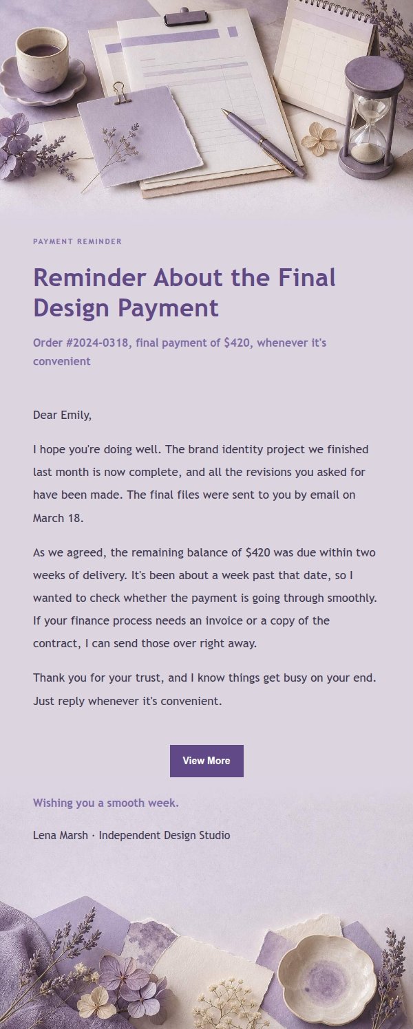 Lilac Paper Gentle Payment Reminder