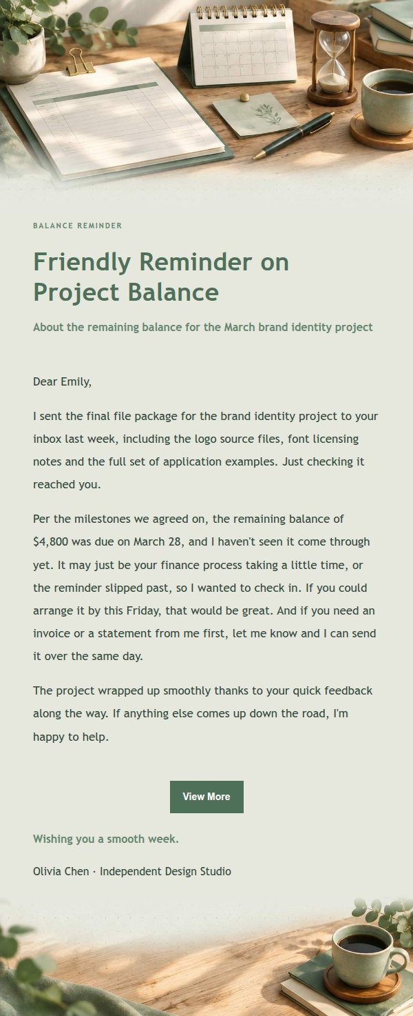 Sage Studio Gentle Payment Reminder