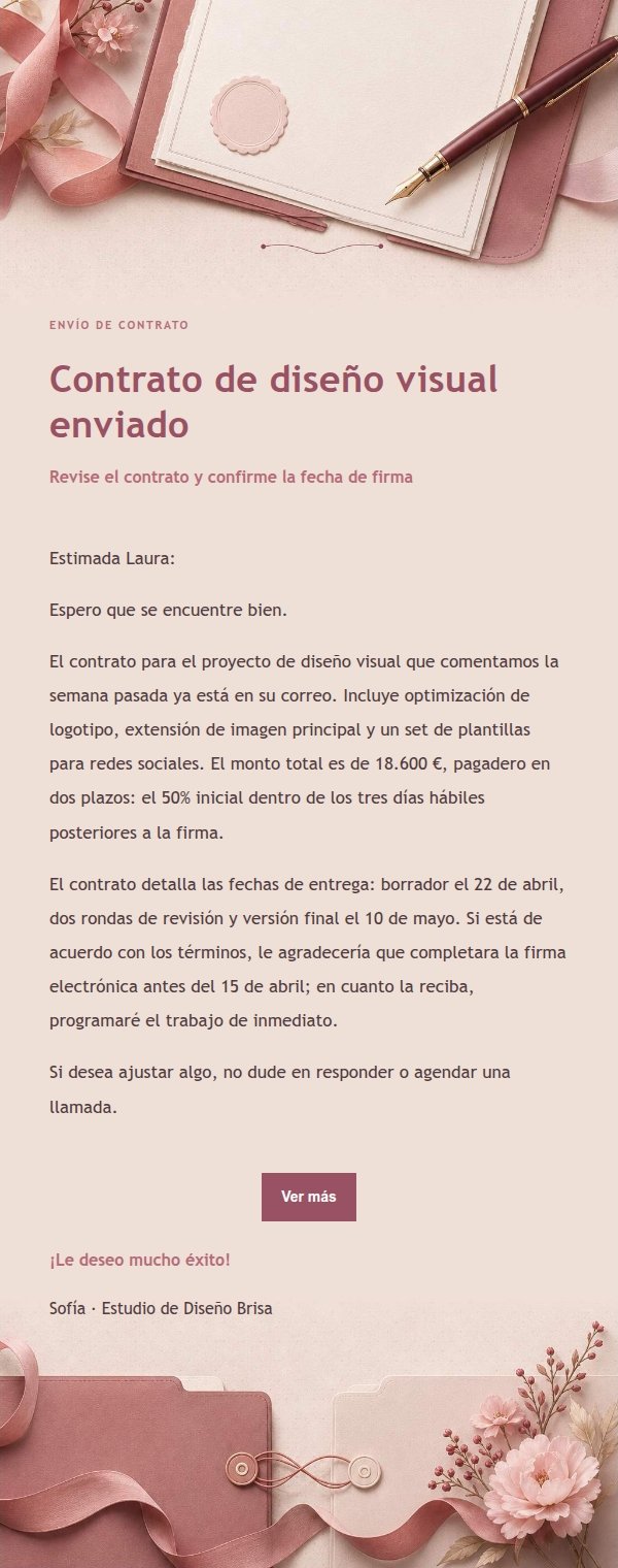 Confirmación de Contrato Estilo Recibo Rosa
