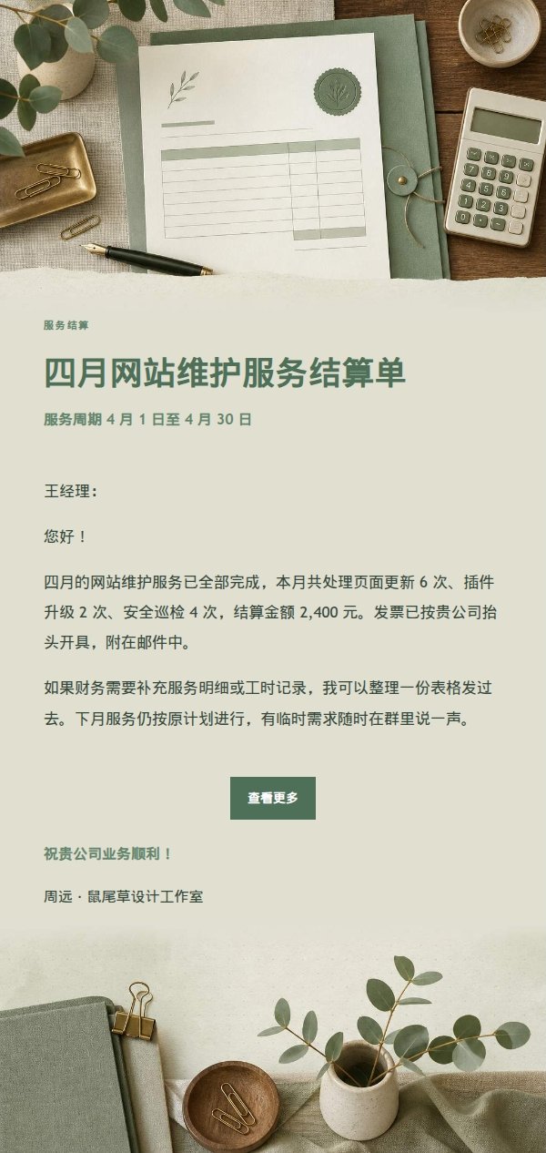 鼠尾草工作室发票发送邮件 2