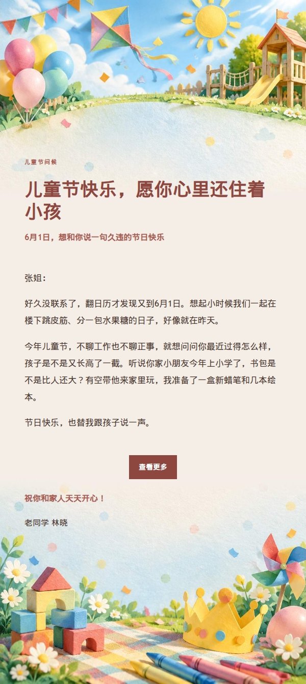 儿童节童趣祝福邮件