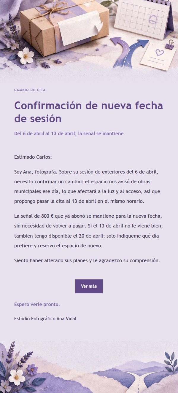 Aviso de Retraso y Cambio de Pedido Estilo Papel Lila 2
