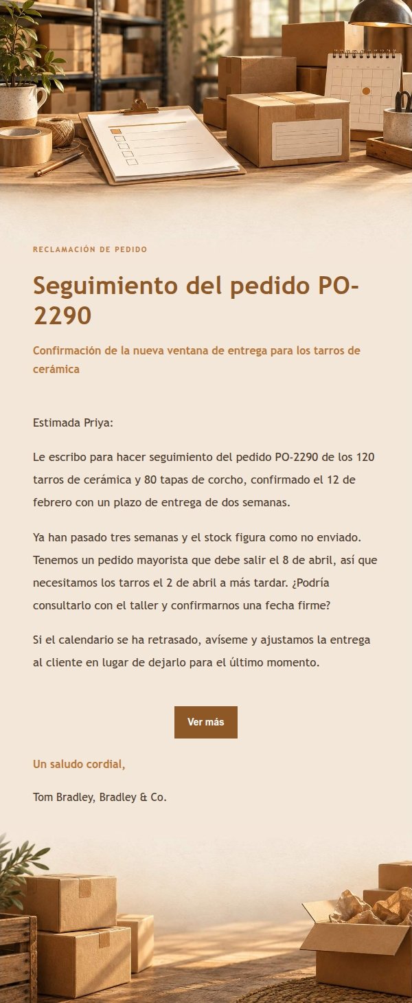 Recordatorio de Entrega a Proveedores 2