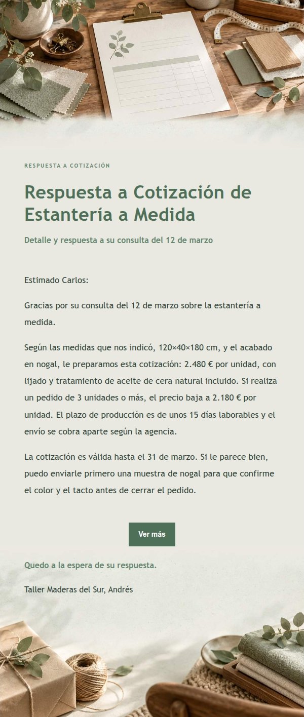 Respuesta a Cotización Estilo Estudio Salvia