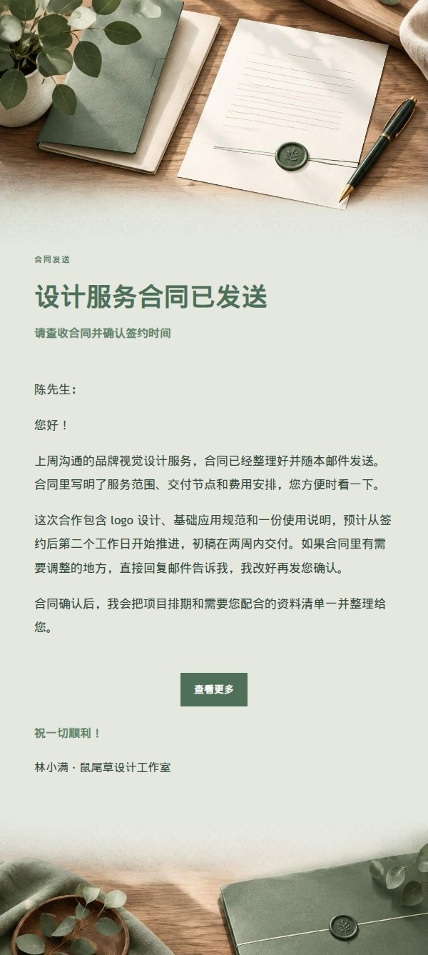 鼠尾草工作室合同签约确认邮件