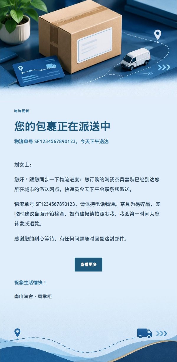深蓝账本发货物流通知 2