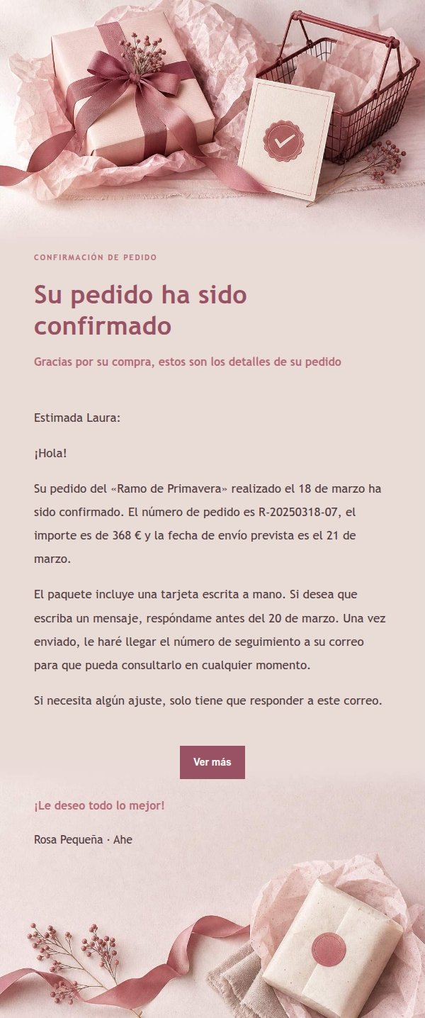 Confirmación de Pedido Estilo Recibo de Rosa