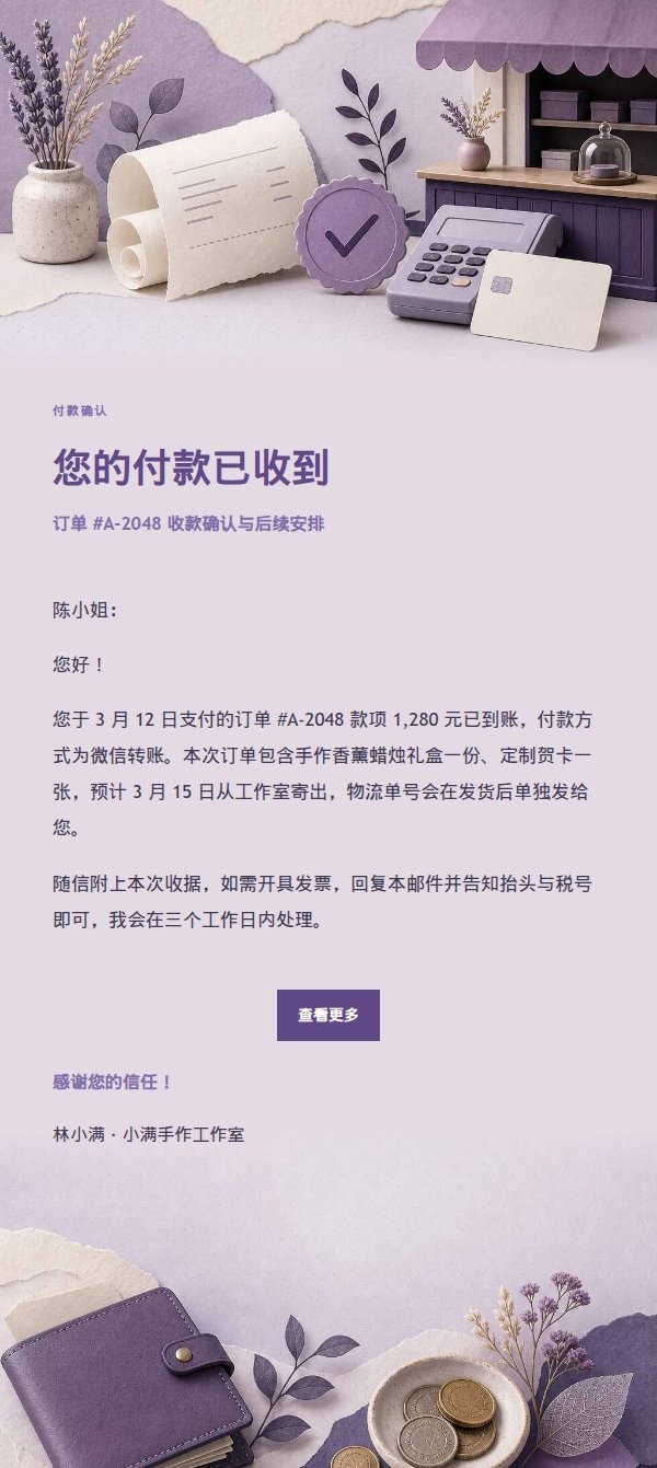 丁香纸品付款收据邮件