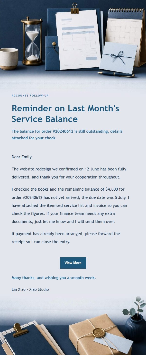 Navy Ledger Gentle Payment Reminder Email
