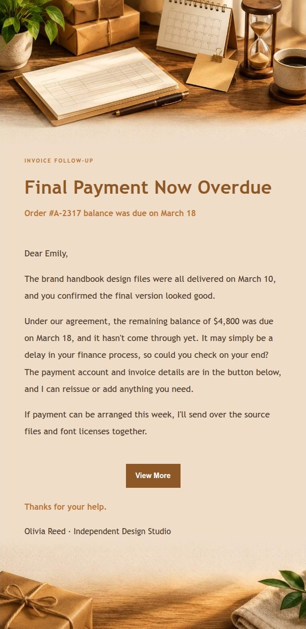 Amber Workbench Gentle Payment Reminder