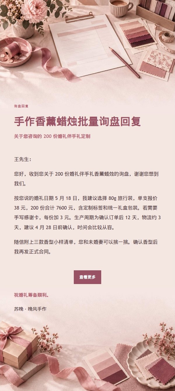 玫瑰收据报价询盘回复邮件 2