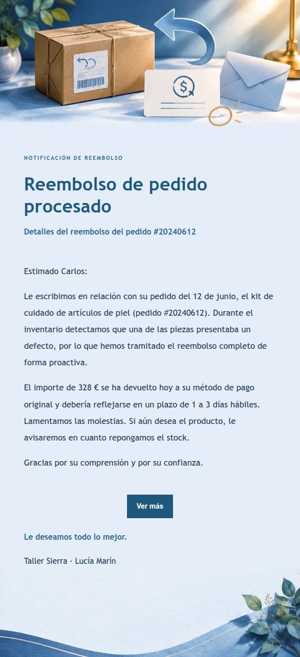 Notificación de Reembolso Libro Azul