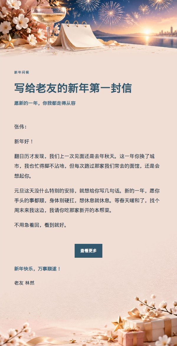 墨色雅致新年祝福邮件