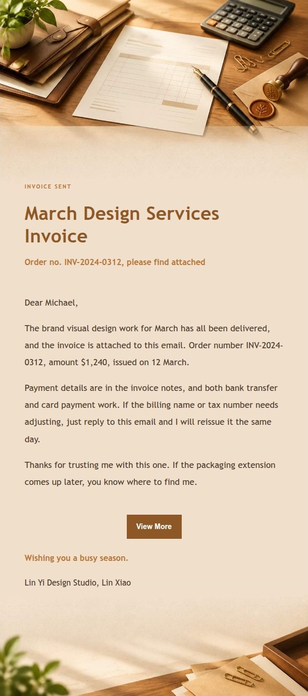 Amber Workbench Invoice Email