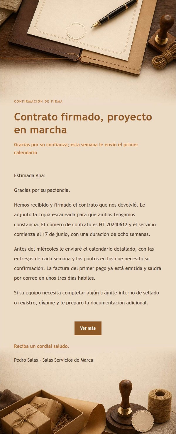 Correo de Confirmación de Contrato Estilo Taller Ámbar 2