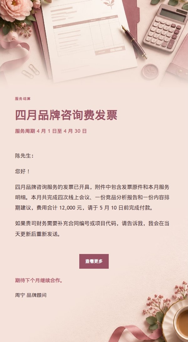 玫瑰收据风发票发送邮件 2