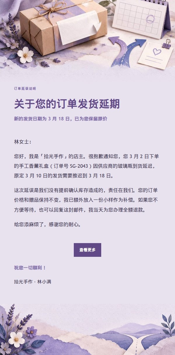 丁香纸品订单延误变更通知