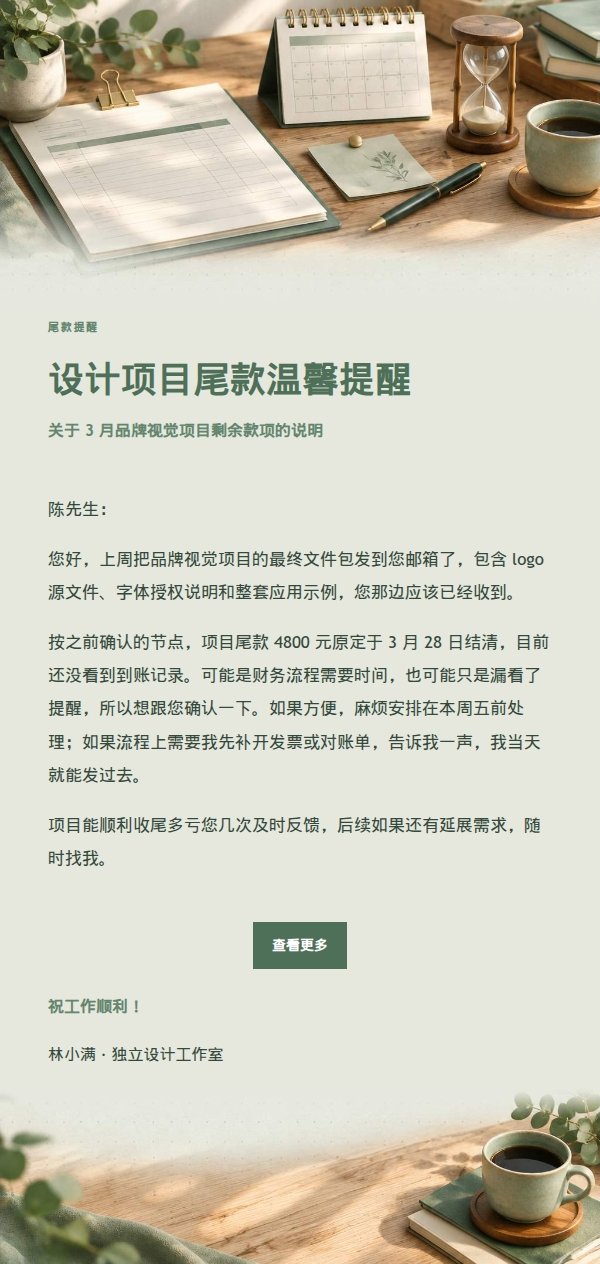 鼠尾草工作室温和催款提醒