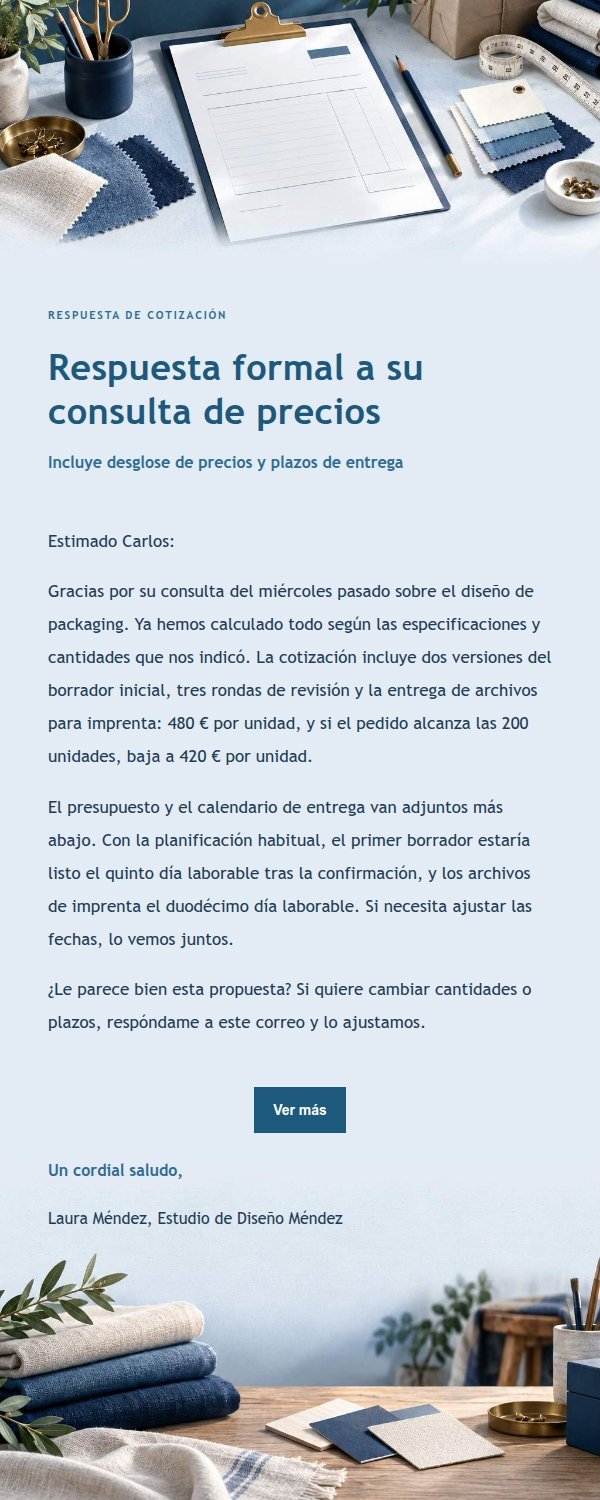 Respuesta de Cotización Estilo Libro Contable Azul