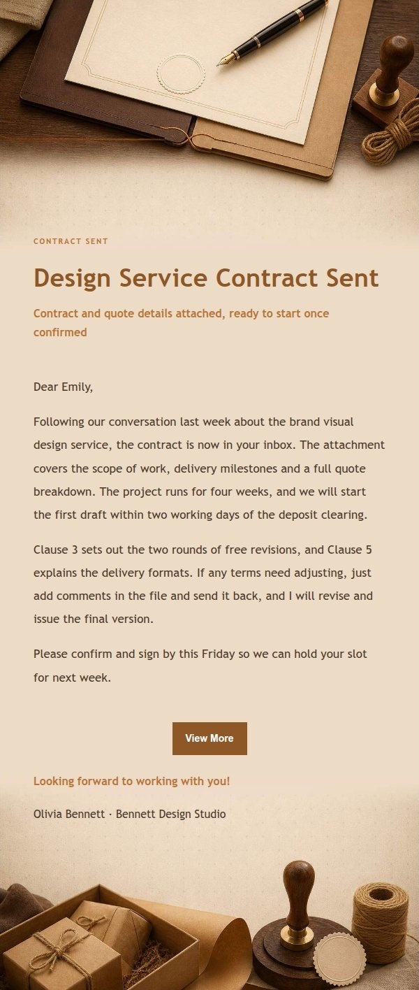 Amber Workbench Contract Signing Confirmation Email