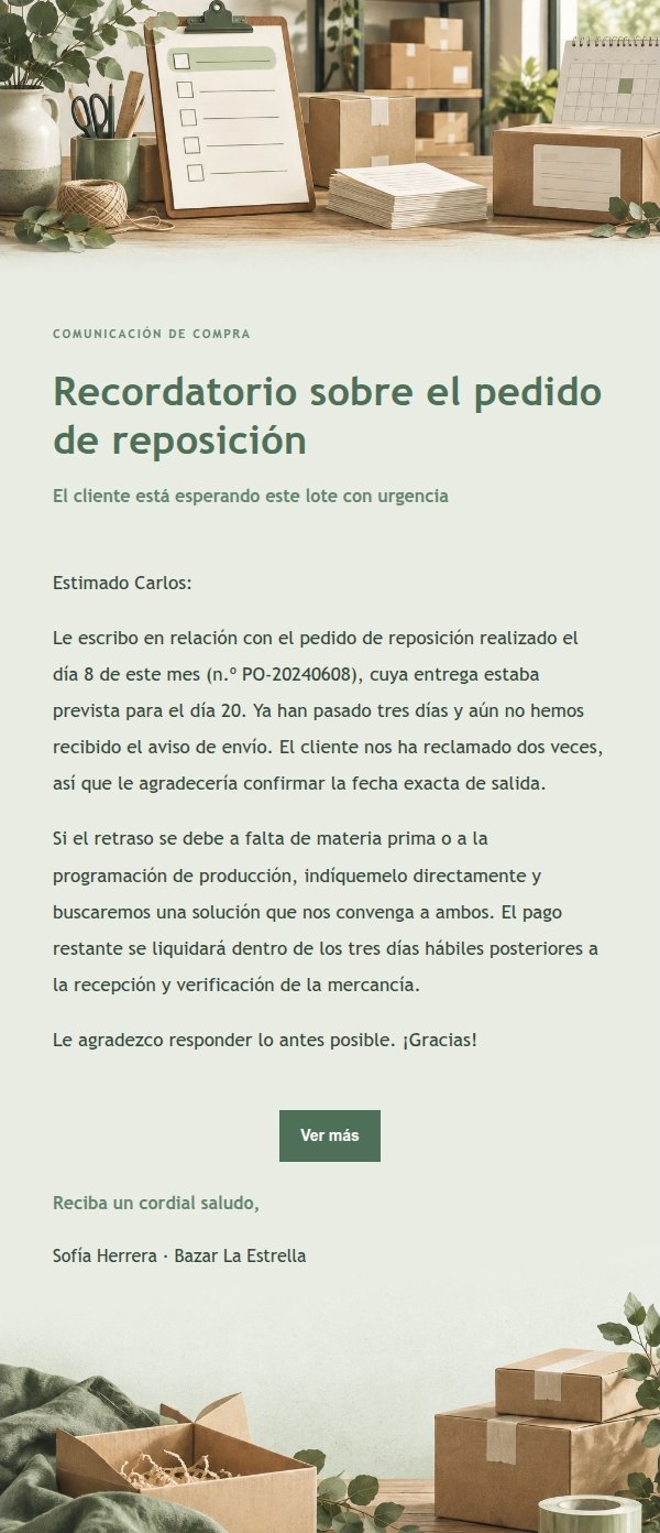 Recordatorio de Entrega a Proveedores Estilo Estudio Salvia 2