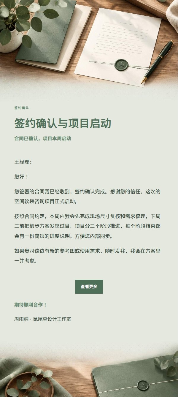 鼠尾草工作室合同签约确认邮件 2