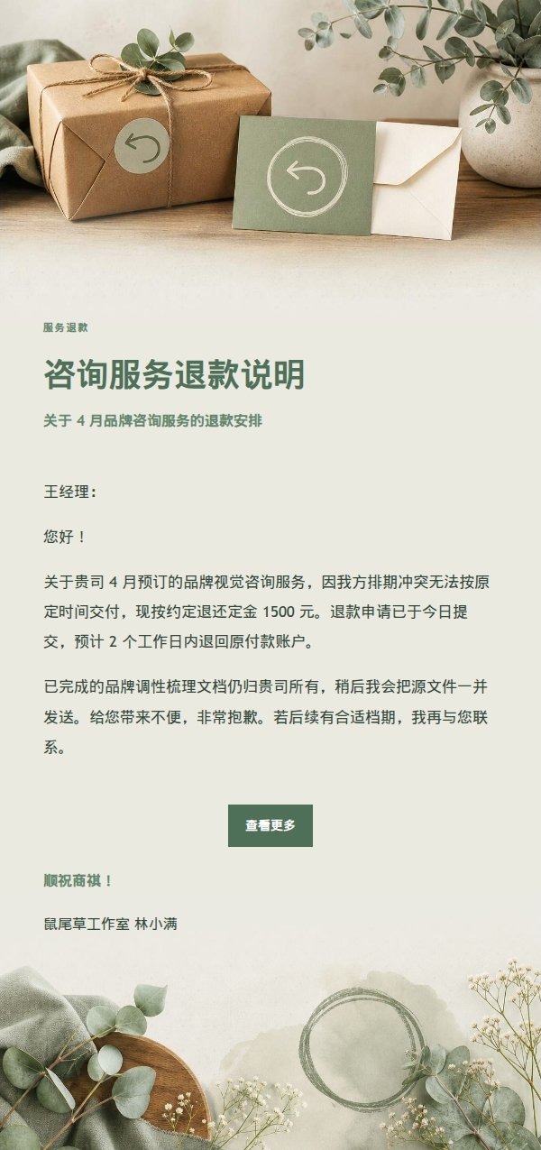 鼠尾草退款通知邮件 2