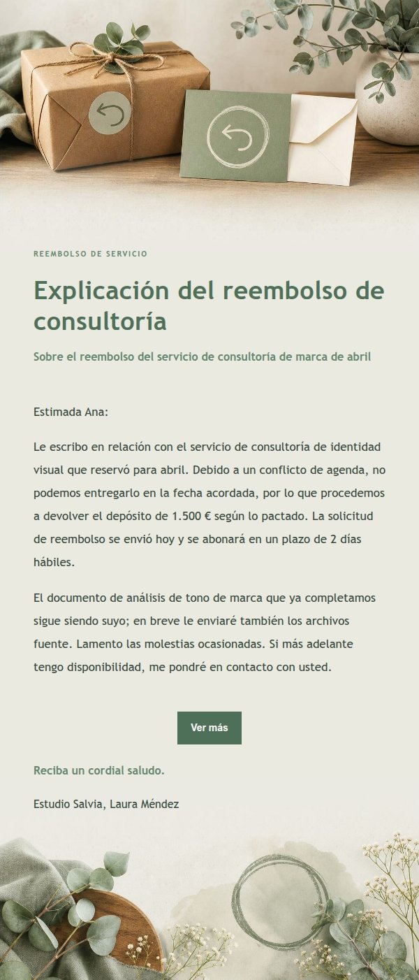 Notificación de Reembolso Estilo Estudio Salvia 2