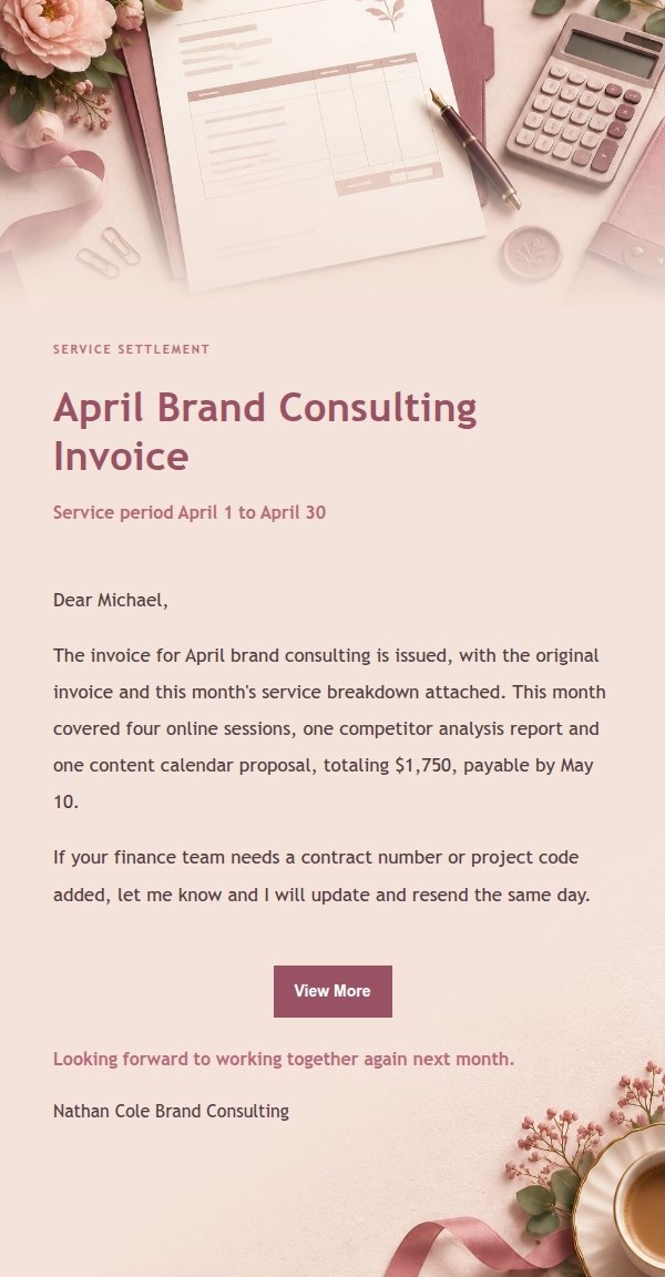 Rose Receipt Invoice Email Template 2