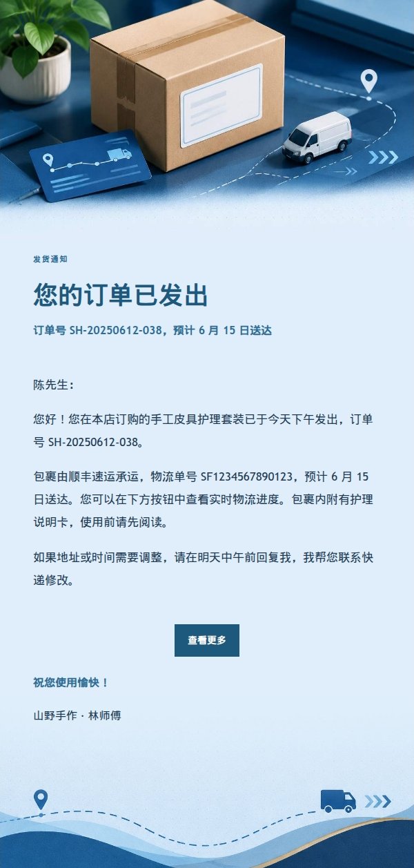 深蓝账本发货物流通知