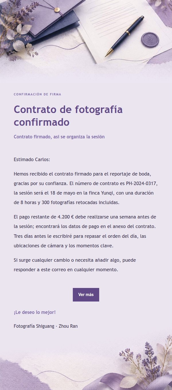 Confirmación de Contrato Estilo Papel Lila 2
