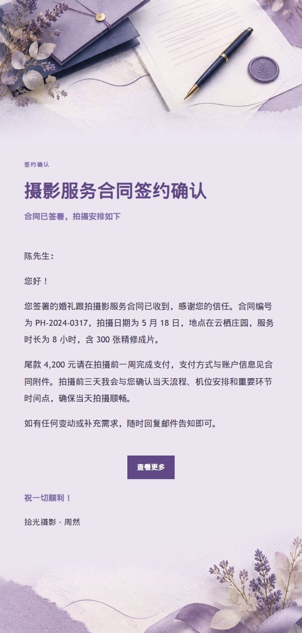 丁香纸品合同签约确认邮件 2