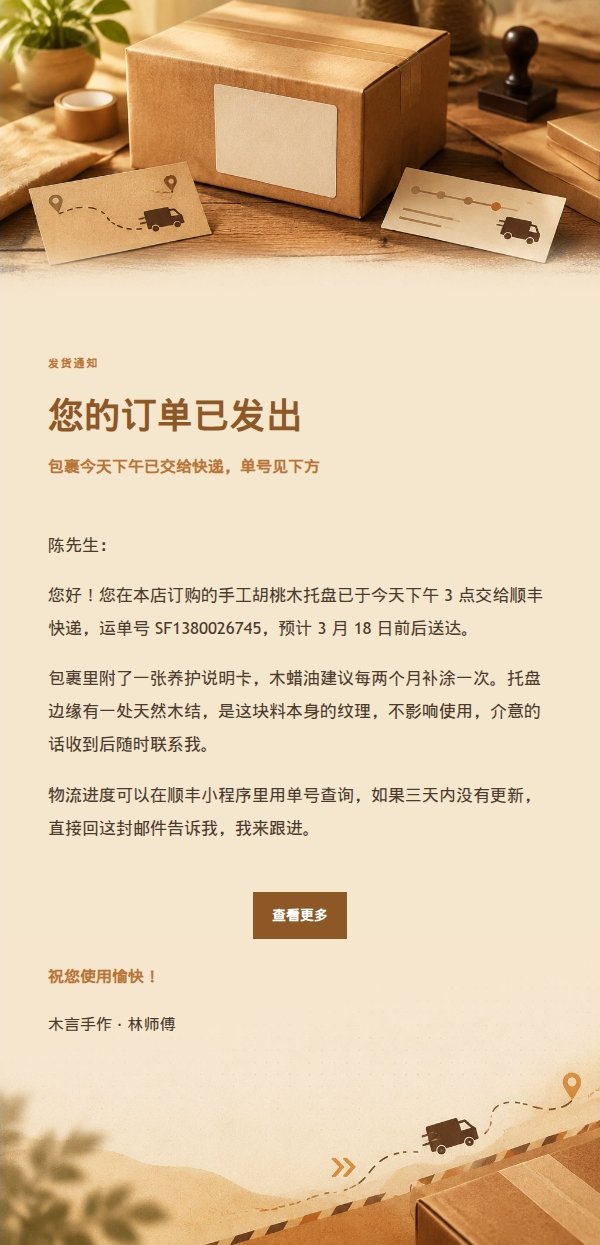 琥珀工作台发货物流通知