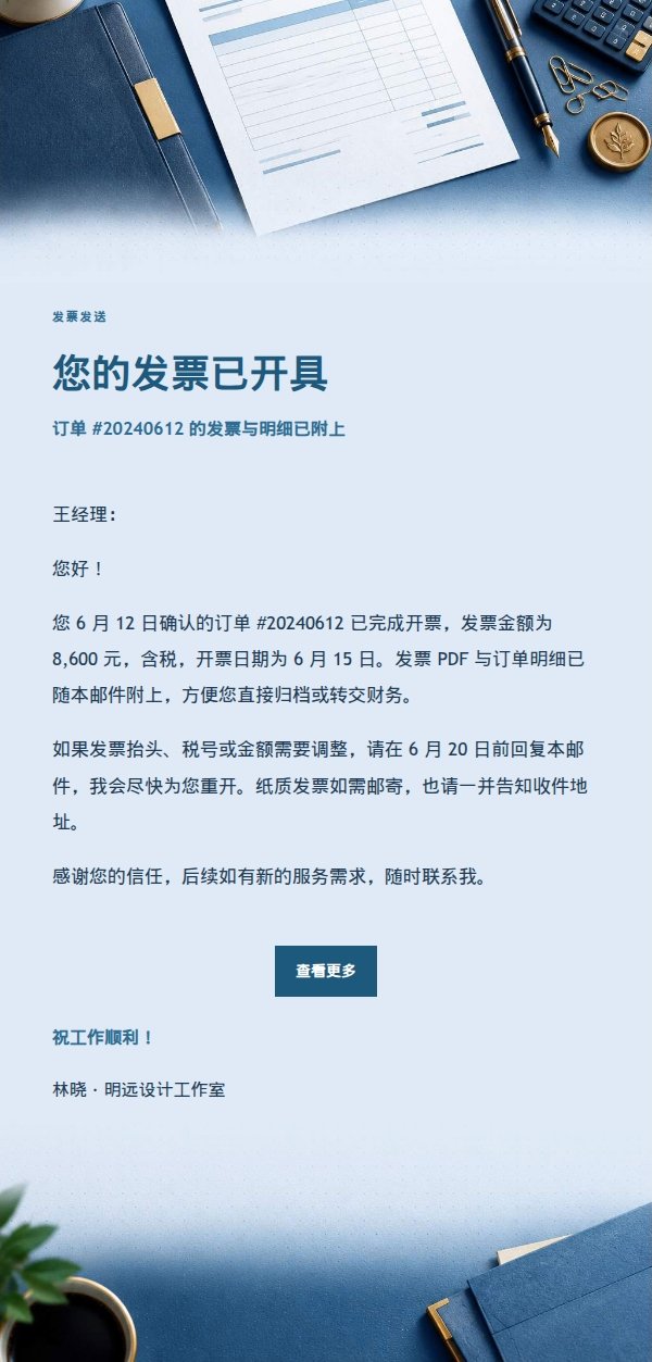深蓝账本发票发送邮件