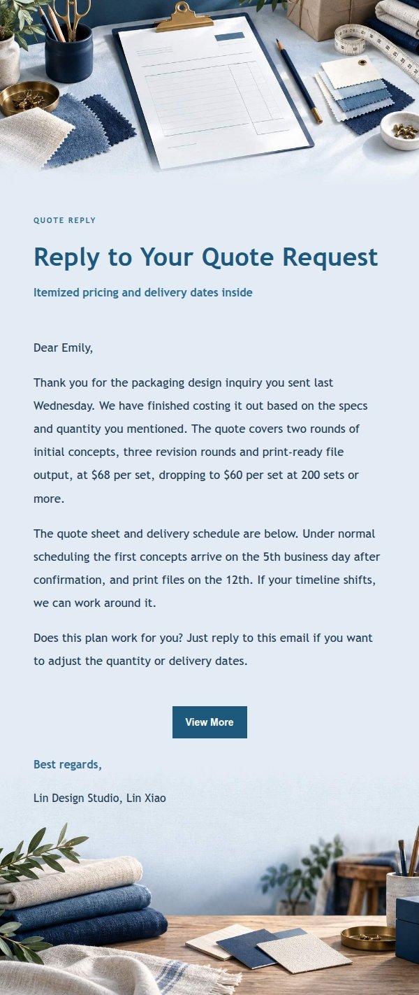 Navy Ledger Quote & Inquiry Reply Email
