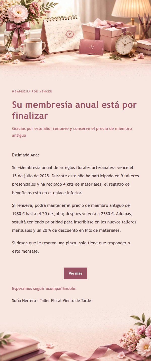 Recordatorio de Renovación Estilo Recibo de Rosa 2