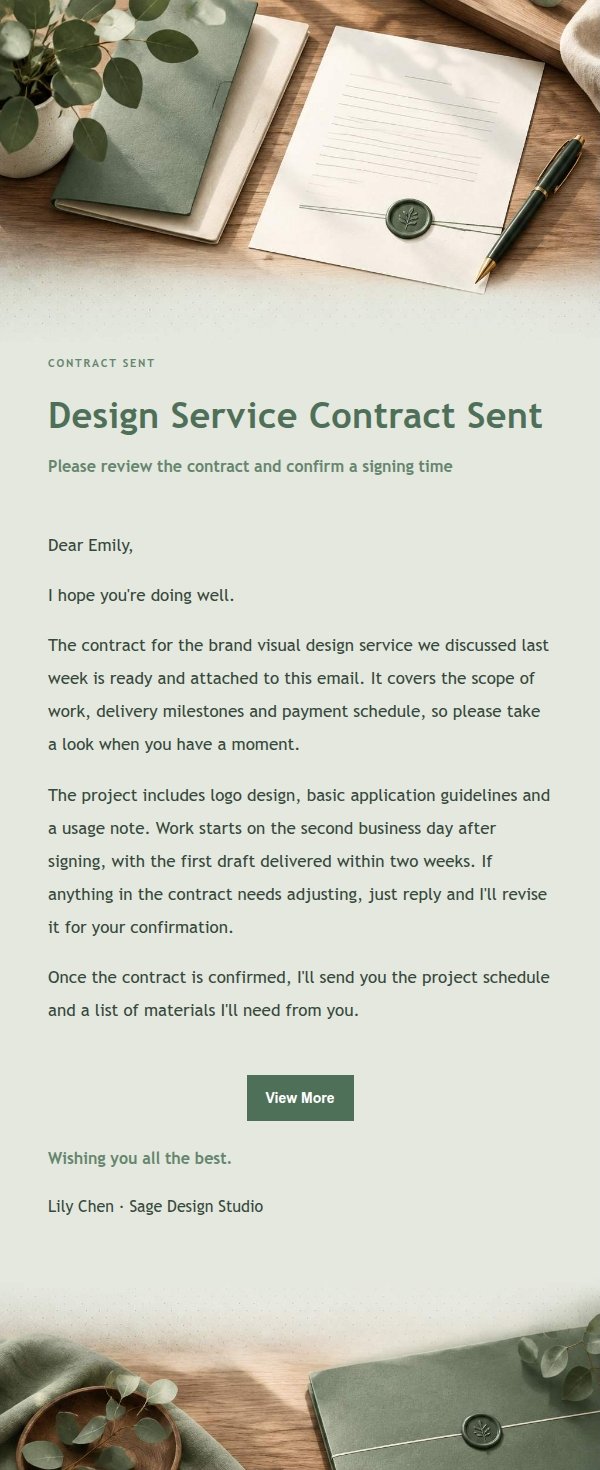 Sage Studio Contract Signing Confirmation Email