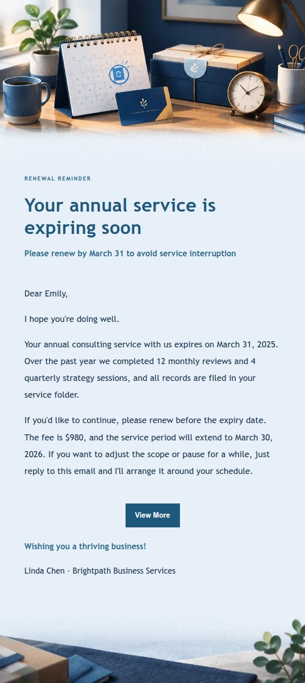 Navy Ledger Renewal Reminder Email