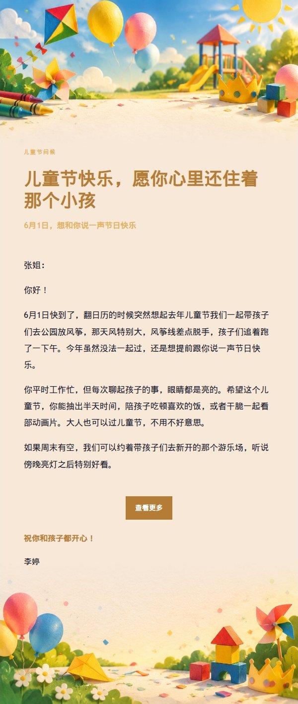 夜色华灯儿童节祝福信