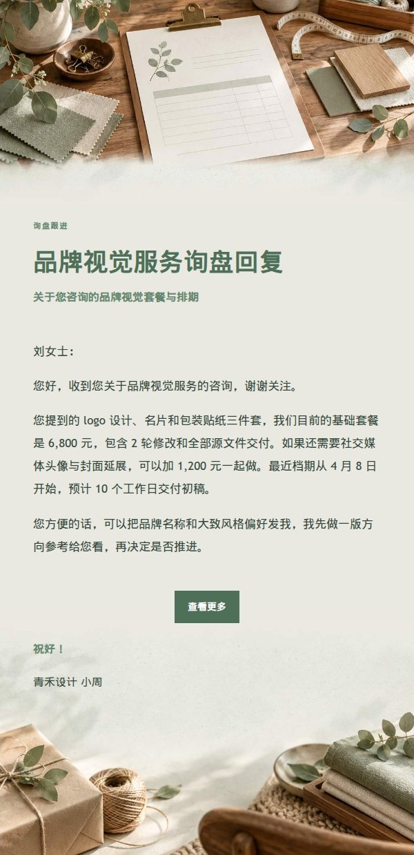 鼠尾草工作室报价询盘回复 2
