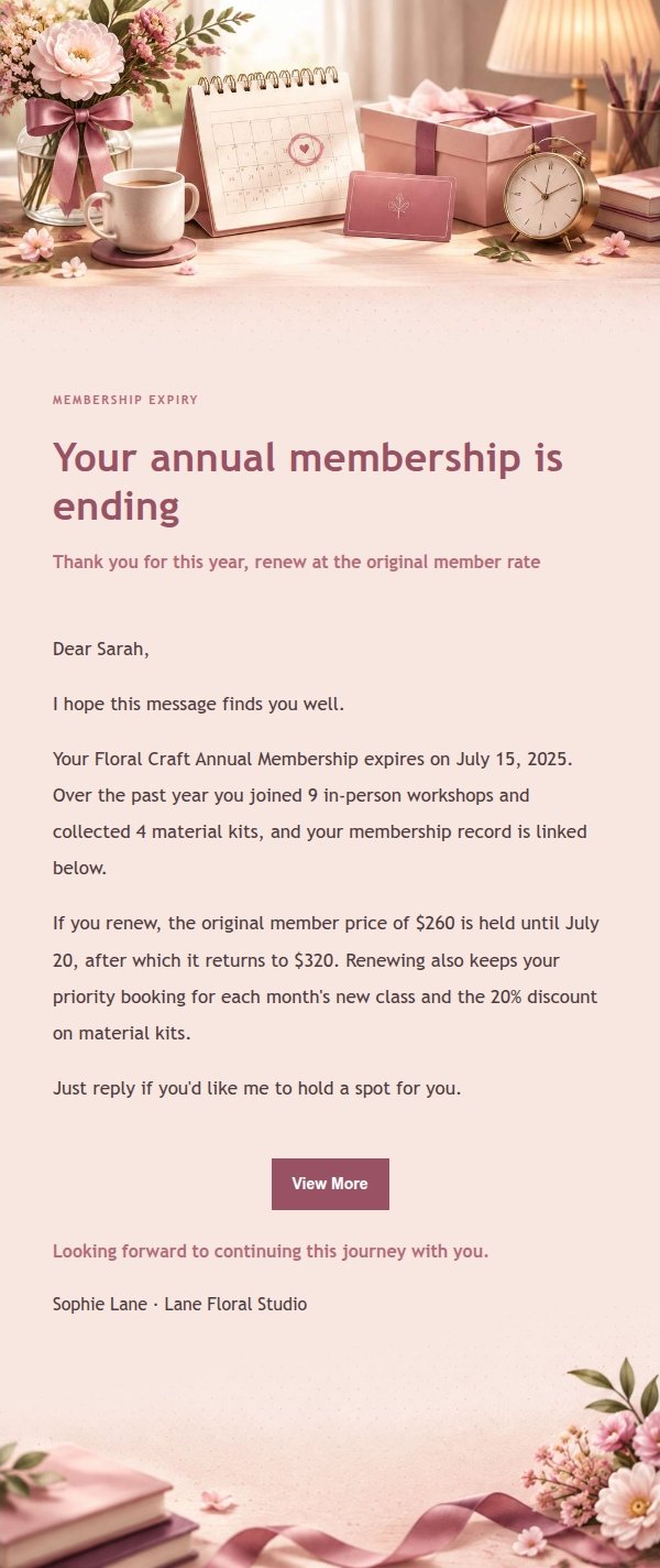 Rose Receipt Renewal Reminder Email 2