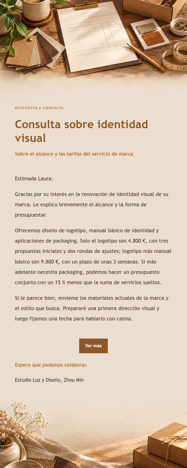 Respuesta de Cotización y Consulta Estilo Taller Ámbar 2
