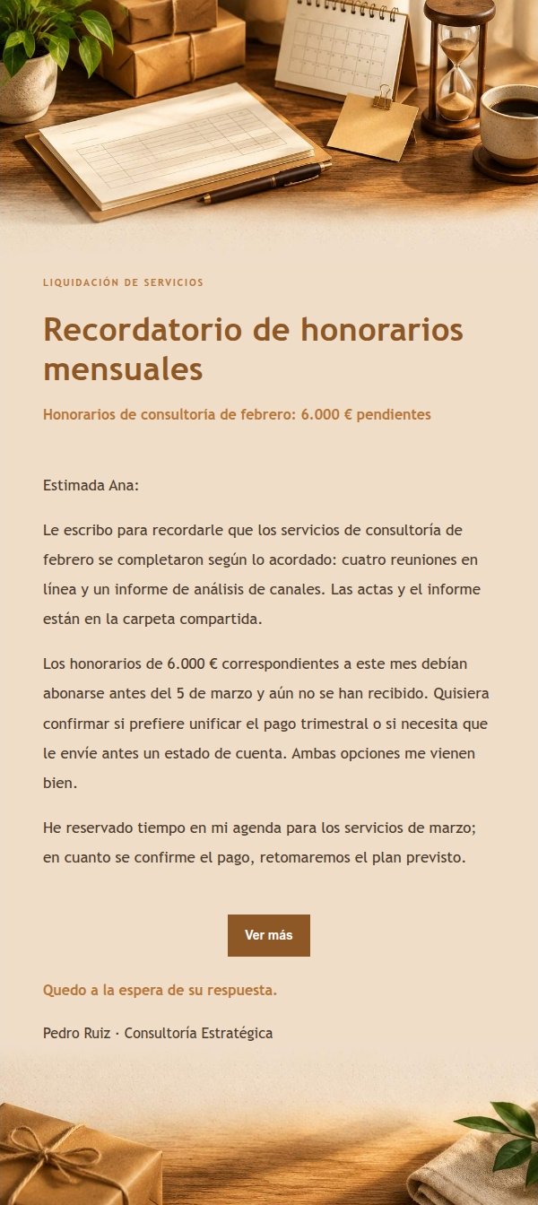 Recordatorio de Pago Cálido Estilo Taller Ámbar 2