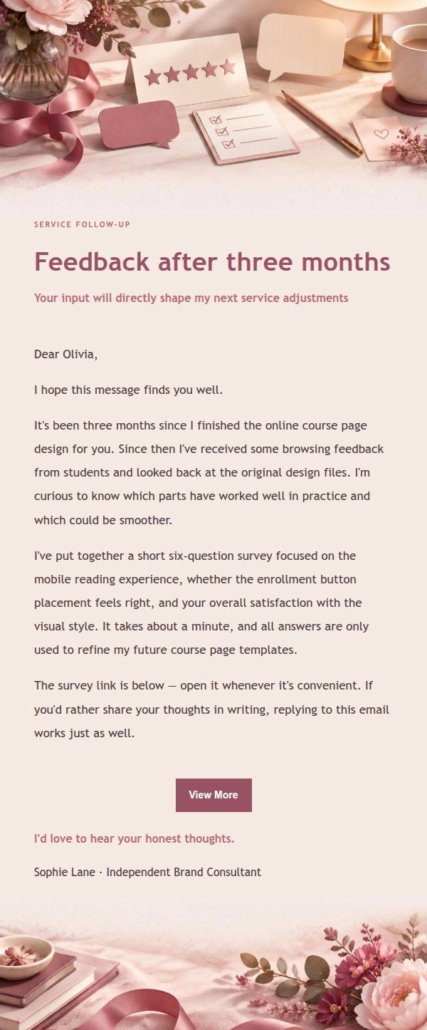 Rose Receipt Satisfaction Survey Email 2