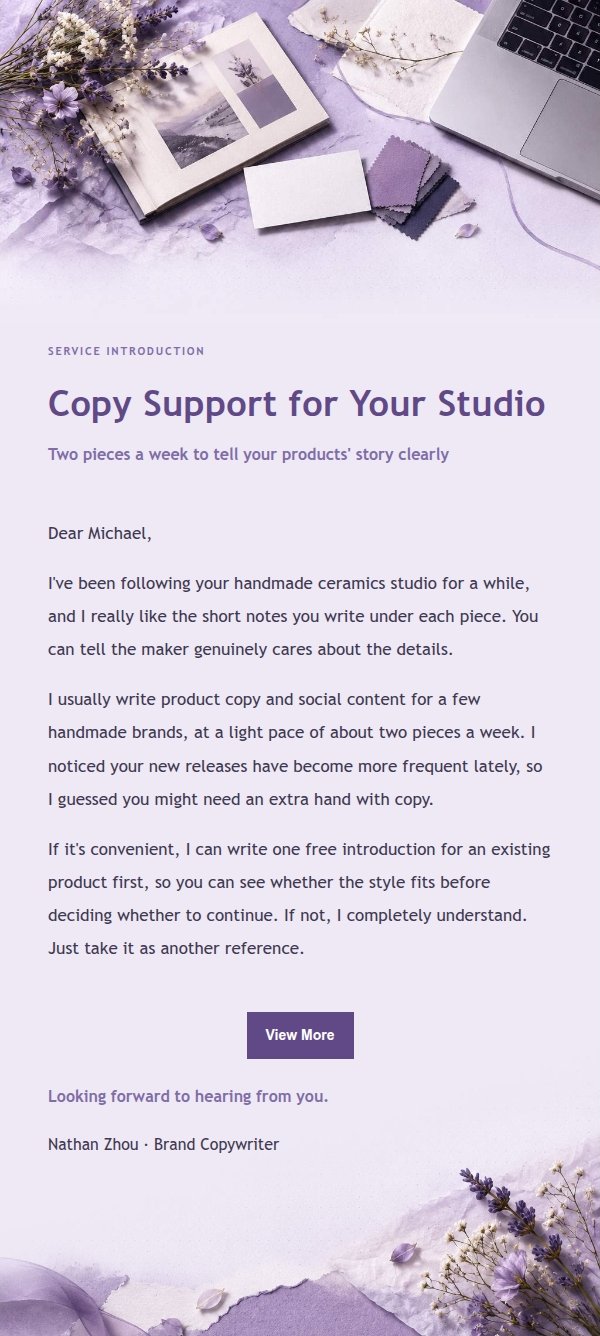 Lilac Paper Cold Outreach Email 2